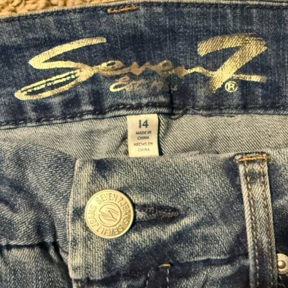 NWOT SEVEN7 sz.14 High Rise Tummy Less Skinny  Denim Blue Jeans - Picture 2 of 6